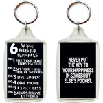 'Six Rules of Happiness' Keychain-gifts-WonderShop.In