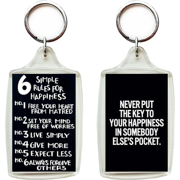 'Six Rules of Happiness' Keychain-gifts-WonderShop.In